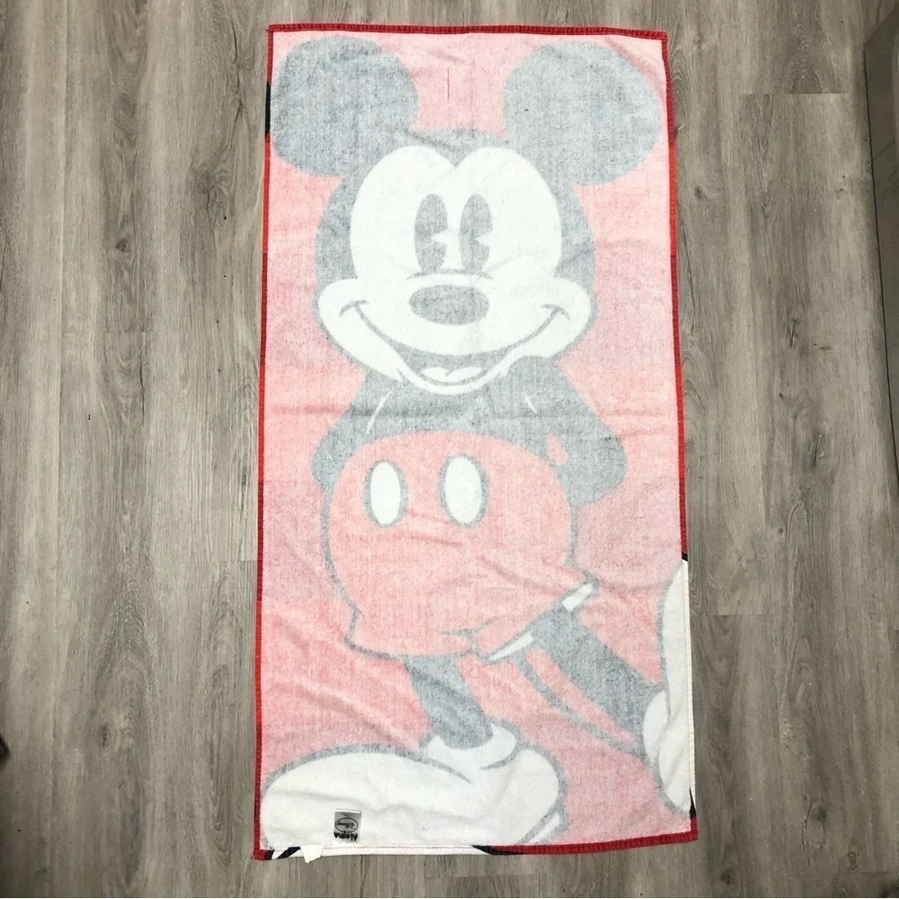 Disney Mickey Mouse Beach Towel Vintage Y2K Walt Disney World Swim Red Black